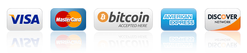 We Accept all major credit cards & cryptocurrencies